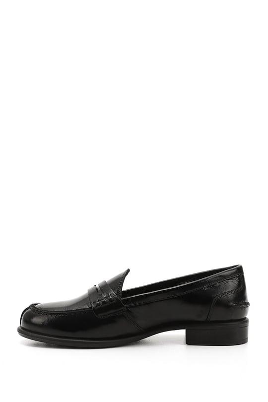 Women's Black Patent Leather Genuine Leather Loafer Shoes