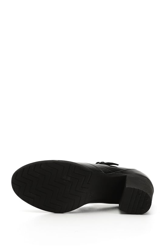 Women's Black Patent Leather Thick Heeled Mary Jane Genuine Leather Shoes