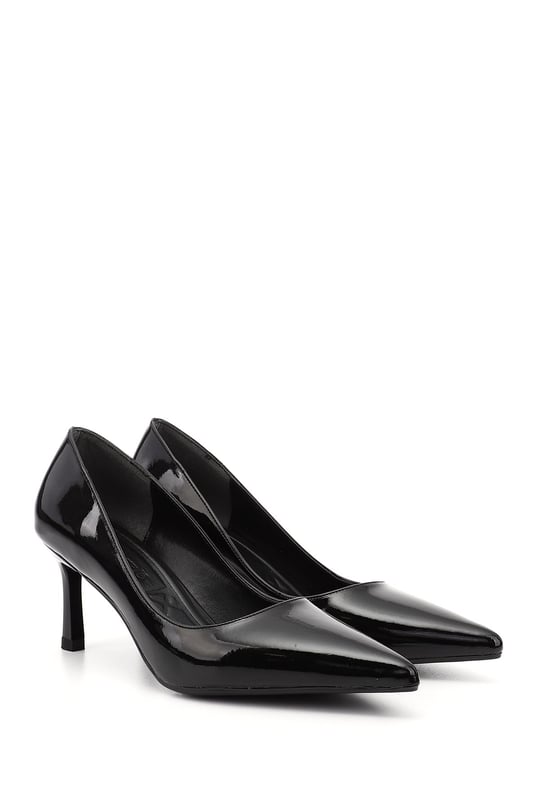 Women's Black Patent Leather Pointed Toe Stiletto Heel