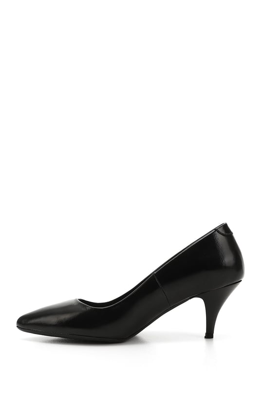 Women's Black Patent Leather Pointed Toe Medium Thin Heel Stiletto