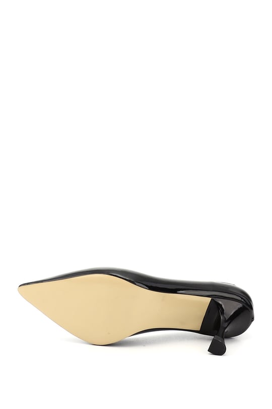 Women's Black Patent Leather Pointed Toe Goblet Heel Stiletto