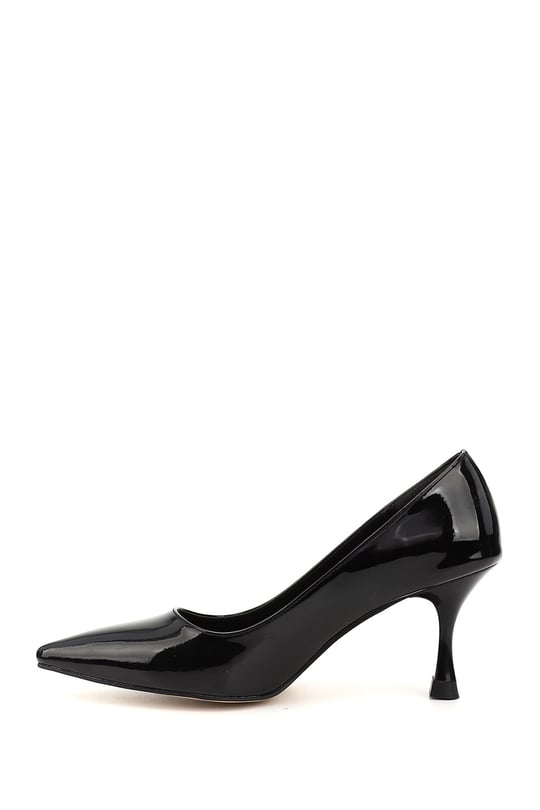 Women's Black Patent Leather Pointed Toe Goblet Heel Stiletto