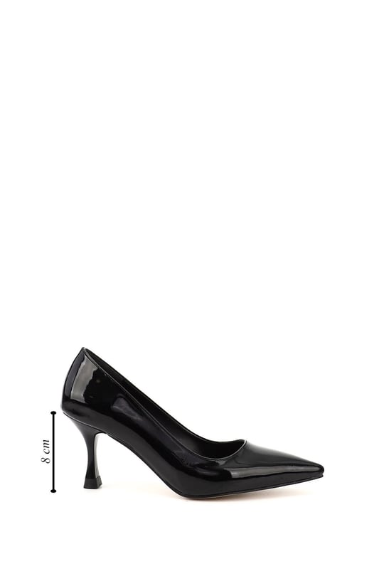 Women's Black Patent Leather Pointed Toe Goblet Heel Stiletto