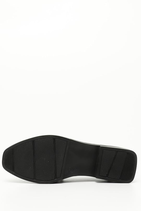 Kadın Siyah Rugan Tokalı Loafer Ayakkabı