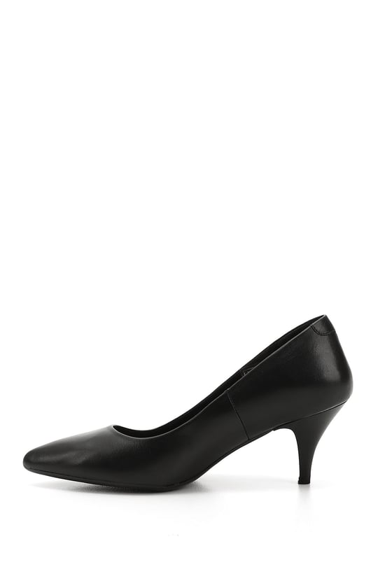 Kadın Siyah Sivri Burun İnce Topuklu Hakiki Deri Stiletto