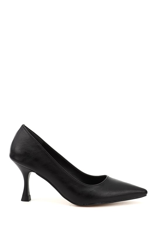 Kadın Siyah Sivri Burun Kadeh Ökçe Stiletto