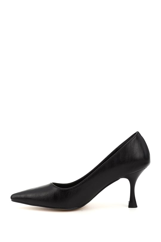 Kadın Siyah Sivri Burun Kadeh Ökçe Stiletto