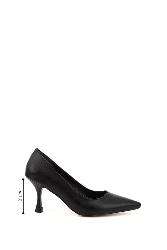 Kadın Siyah Sivri Burun Kadeh Ökçe Stiletto