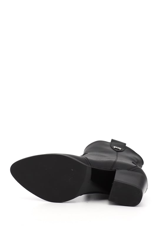Women's Black Pointed Toe Chunky Heel Cowboy Boots