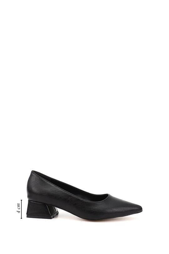 Women's Black Pointed Toe Short Thick Heel Shoes
