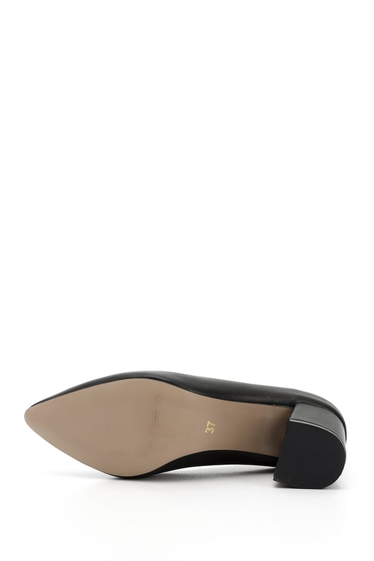 Women's Black Pointed Toe Mid Heel Shoes