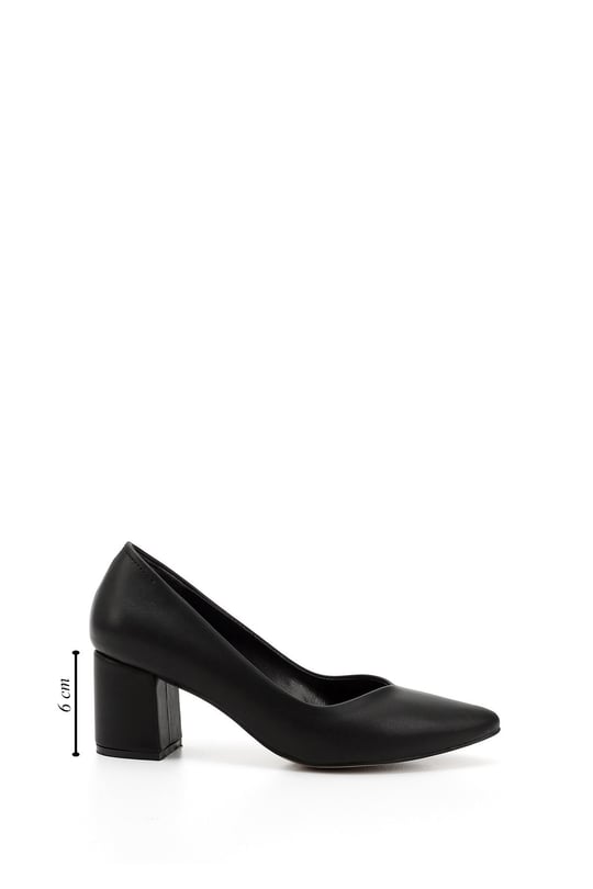 Women's Black Pointed Toe Mid Heel Shoes