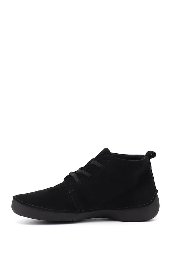 Women's Black Suede Lace-up Genuine Leather Comfort Boots