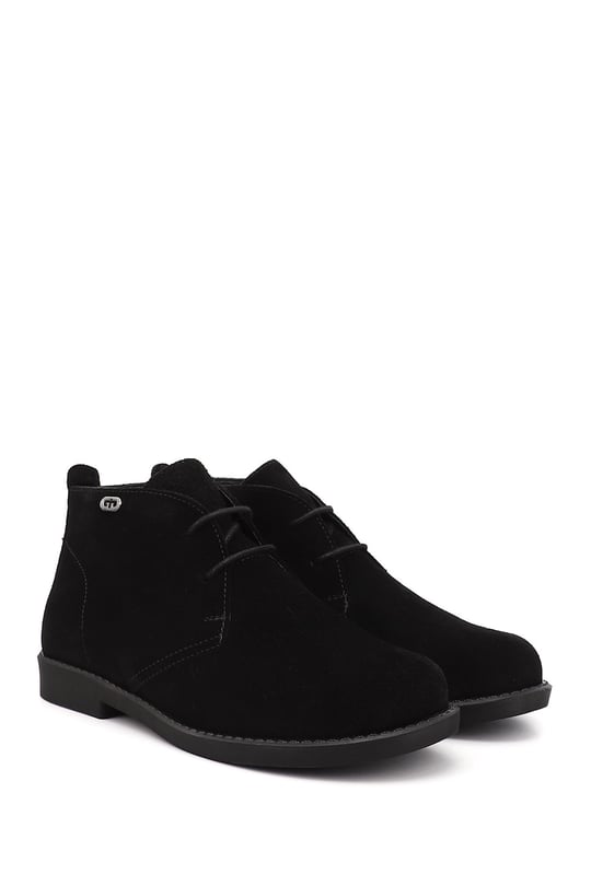 Women's Black Suede Rubber Sole Genuine Leather Boots