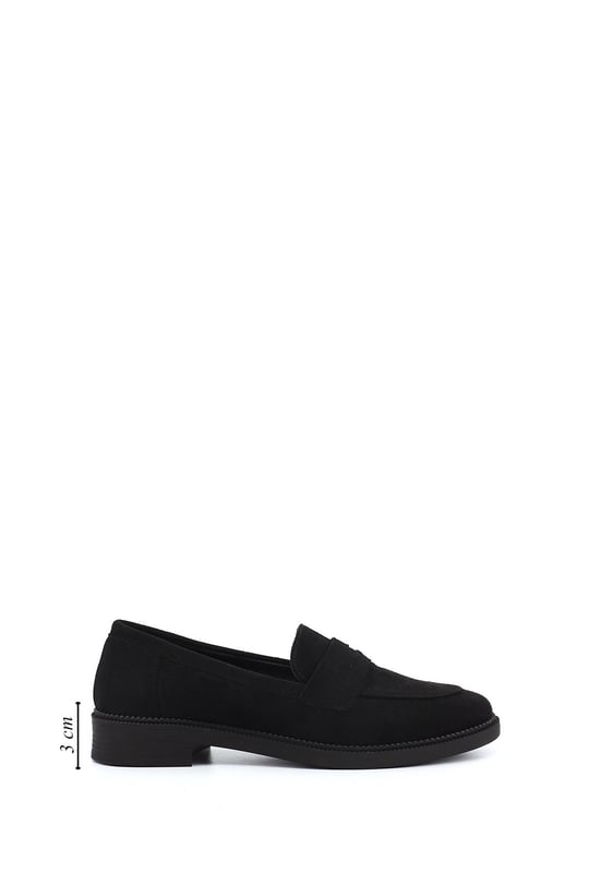Kadın Siyah Süet Loafer Ayakkabı