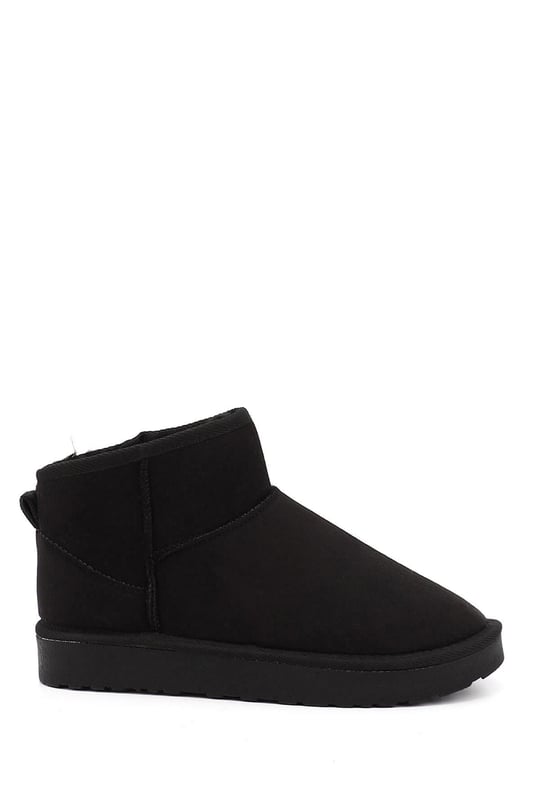 Women's Black Suede Mini Fur Boots