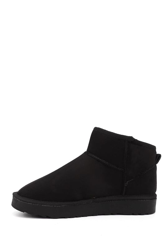 Women's Black Suede Mini Fur Boots