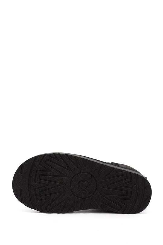 Women's Black Suede Mini Fur Boots