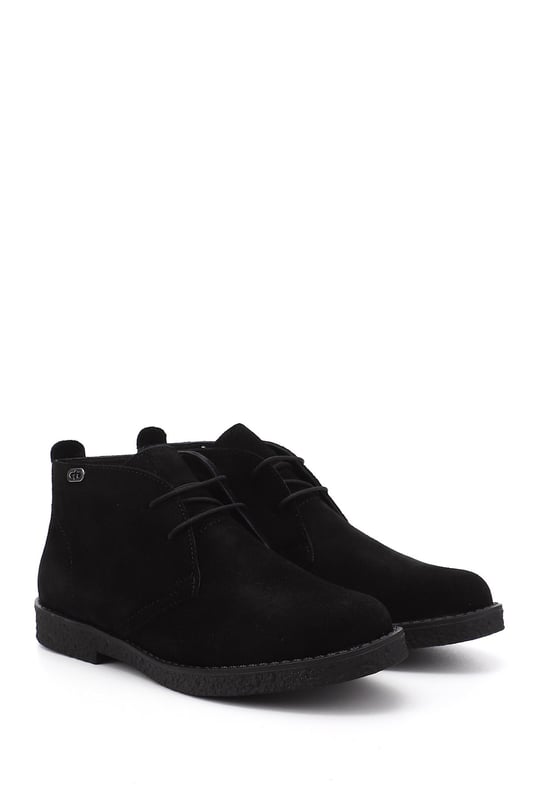 Women's Black Suede Oxford Molded Rubber Sole Genuine Leather Boots