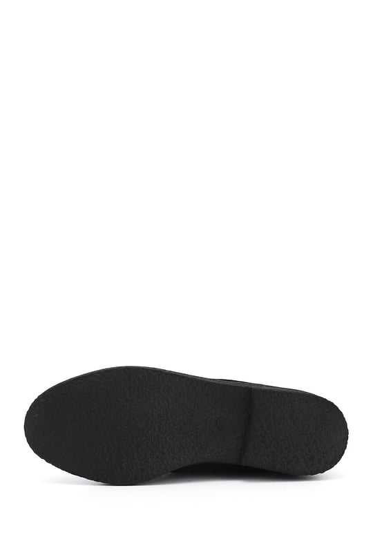 Women's Black Suede Oxford Molded Rubber Sole Genuine Leather Boots