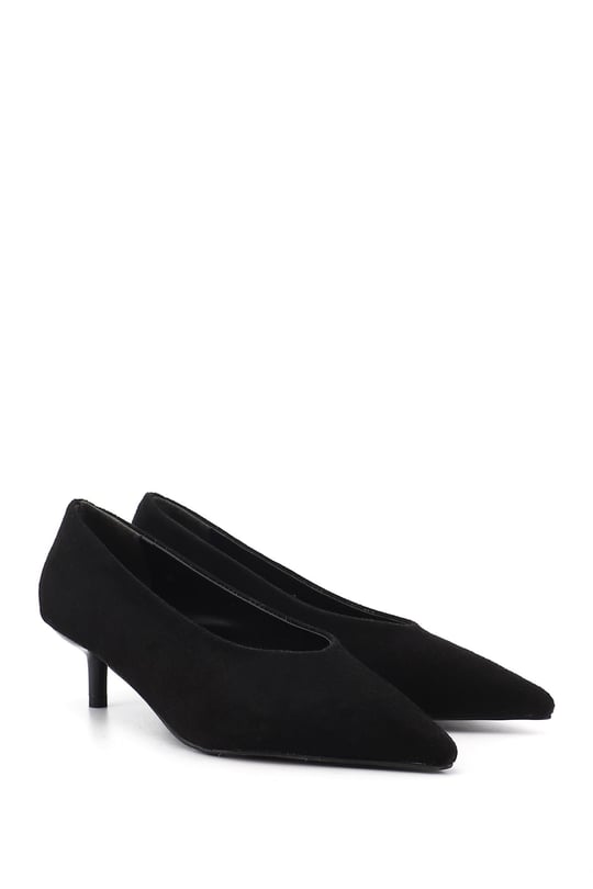 Kadın Siyah Süet Sivri Burun İnce Topuklu Stiletto