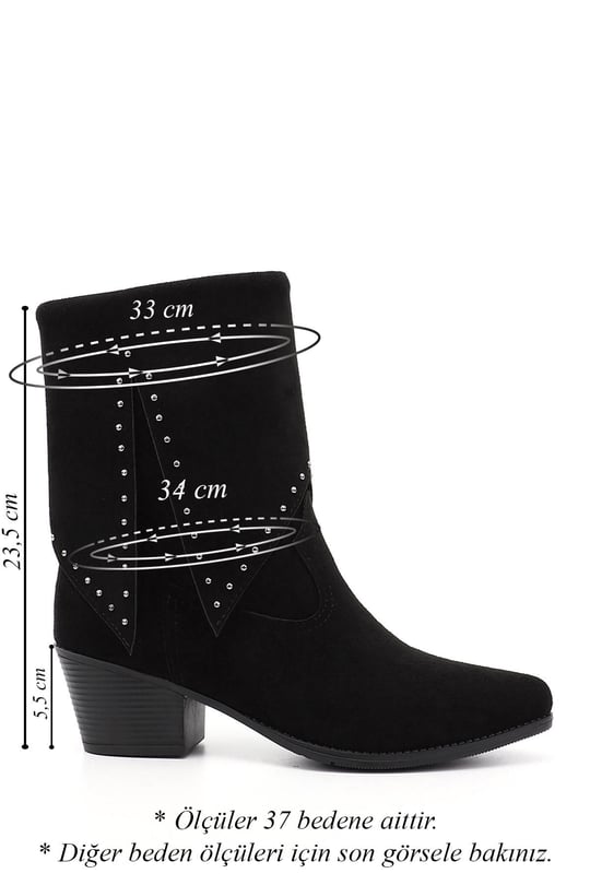 Women's Black Suede Heeled Boots