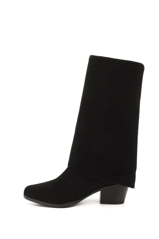 Women's Black Suede Heeled Boots