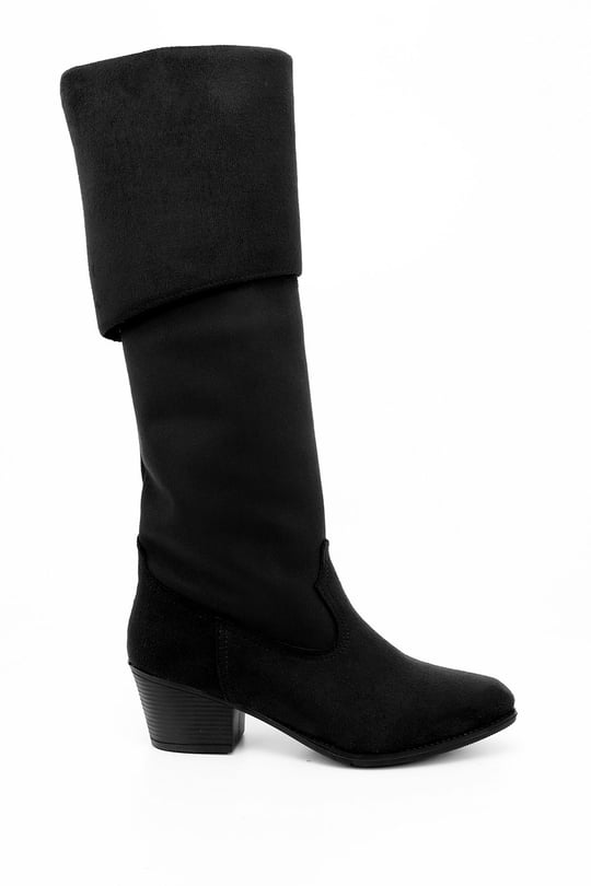 Women's Black Suede Heeled Boots