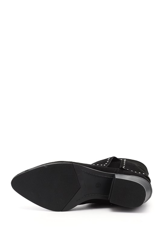 Women's Black Suede Heeled Boots
