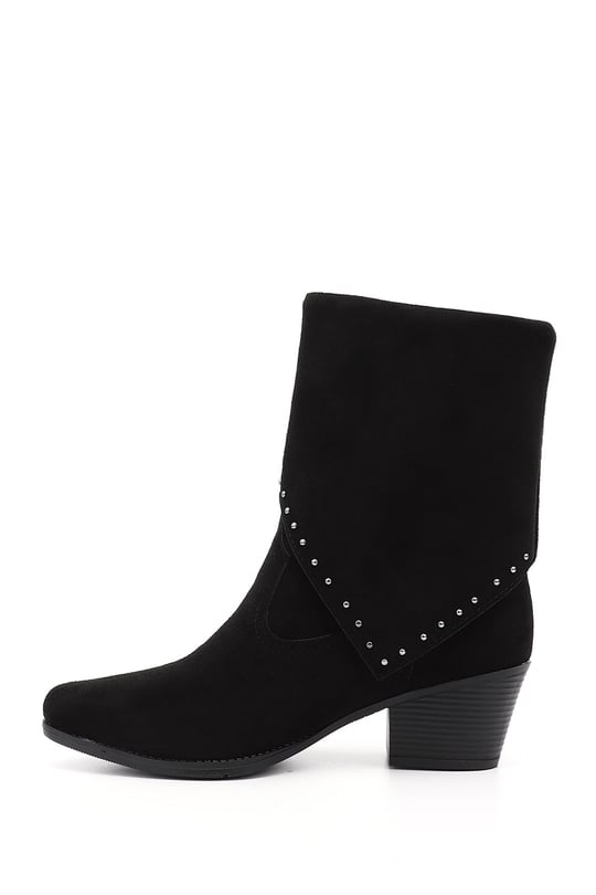 Women's Black Suede Heeled Boots