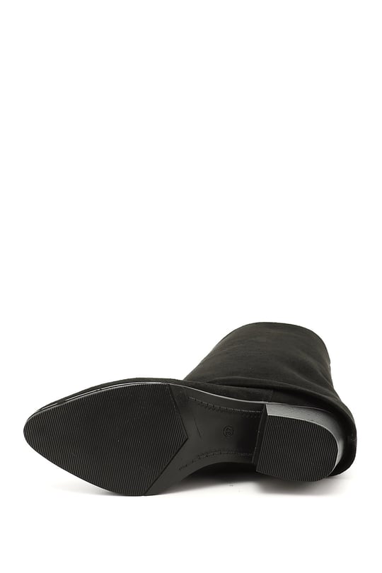 Women's Black Suede Heeled Boots