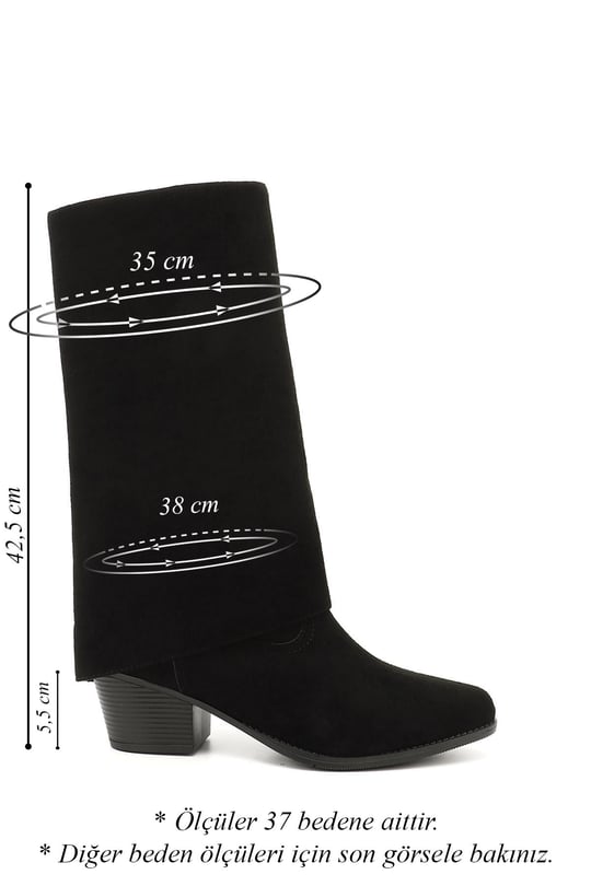 Women's Black Suede Heeled Boots