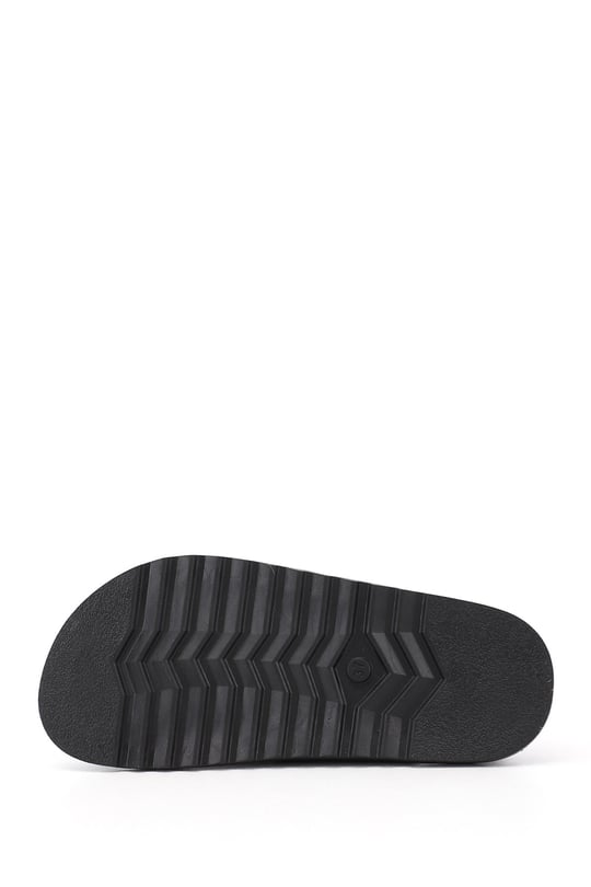 Women's Black Suede Buckled Casual Slippers