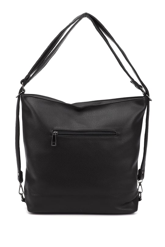 Women's Black Long Strap Shoulder and Backpack Bag