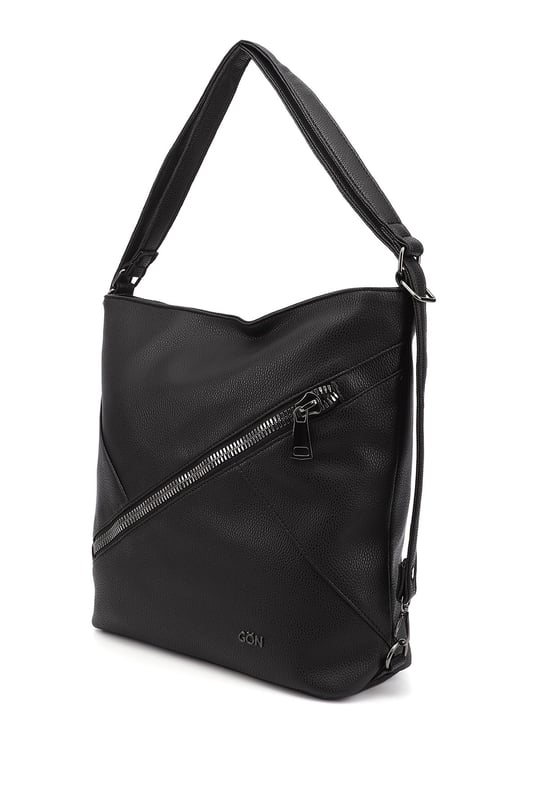 Women's Black Long Strap Shoulder and Backpack Bag