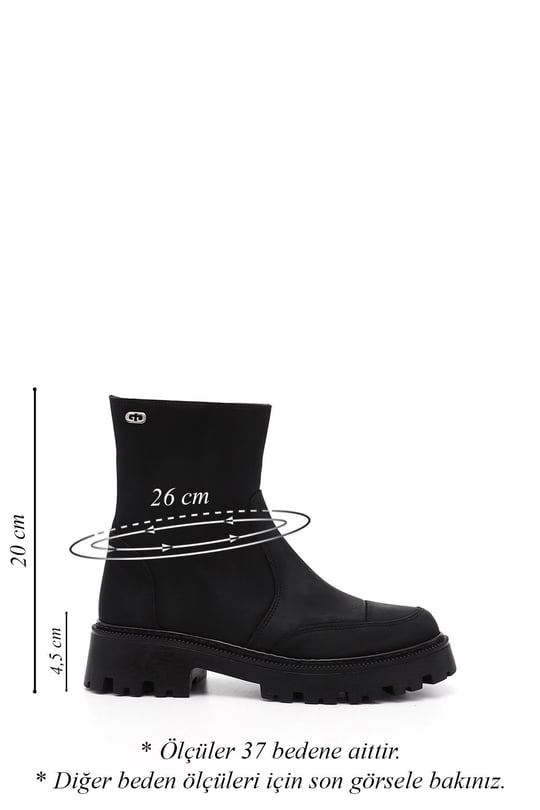 Women's Black Round Toe Zip-Up Boots