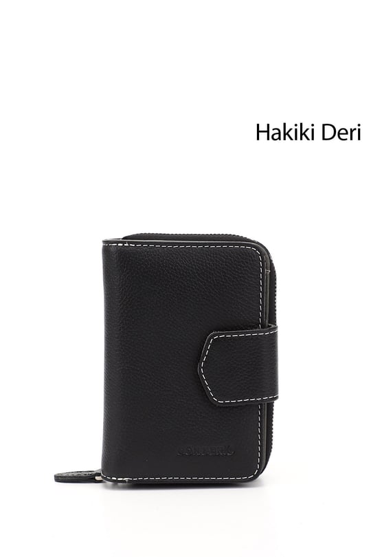 Kadın Siyaha Antrasit Dikey Hakiki Deri Cüzdan