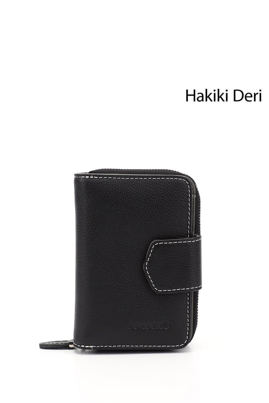 Women's Black Anthracite Vertical Genuine Leather Wallet