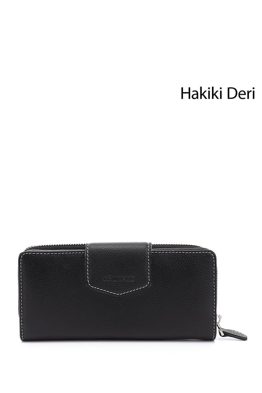 Kadın Siyaha Antrasit Yatay Hakiki Deri Cüzdan