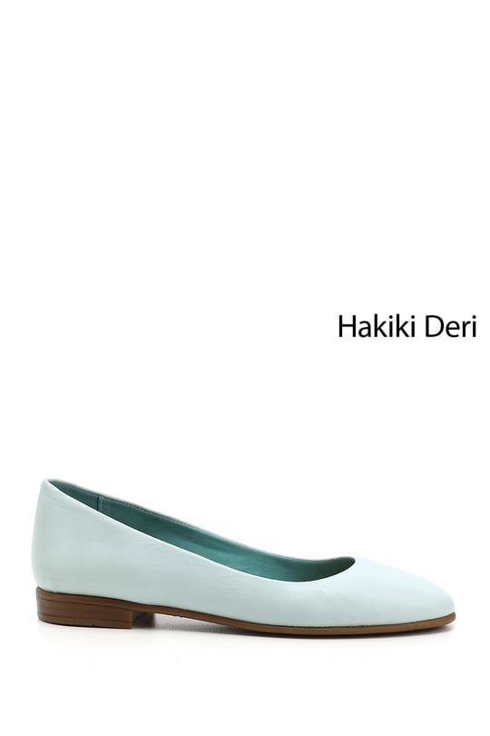 Kadın Su Yeşili Hakiki Deri Babet