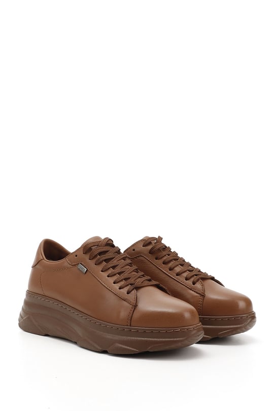 Kadın Taba Antik Bağcıklı Dolgu Taban Hakiki Deri Sneaker