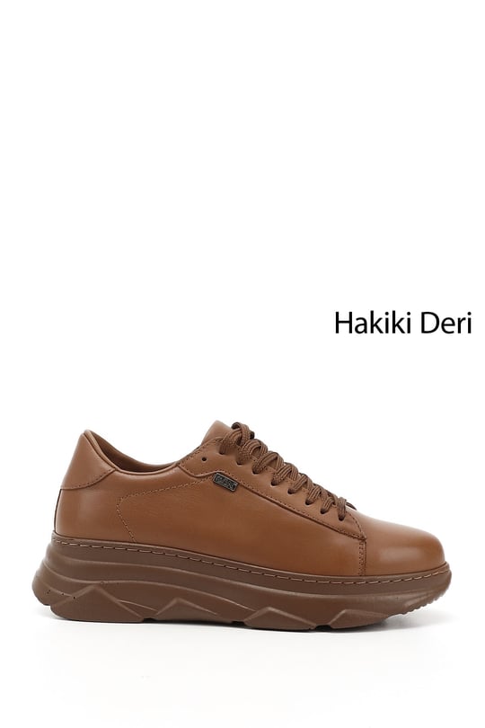 Kadın Taba Antik Bağcıklı Dolgu Taban Hakiki Deri Sneaker