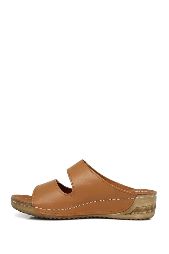 Women's Tan Antique Genuine Leather Slippers