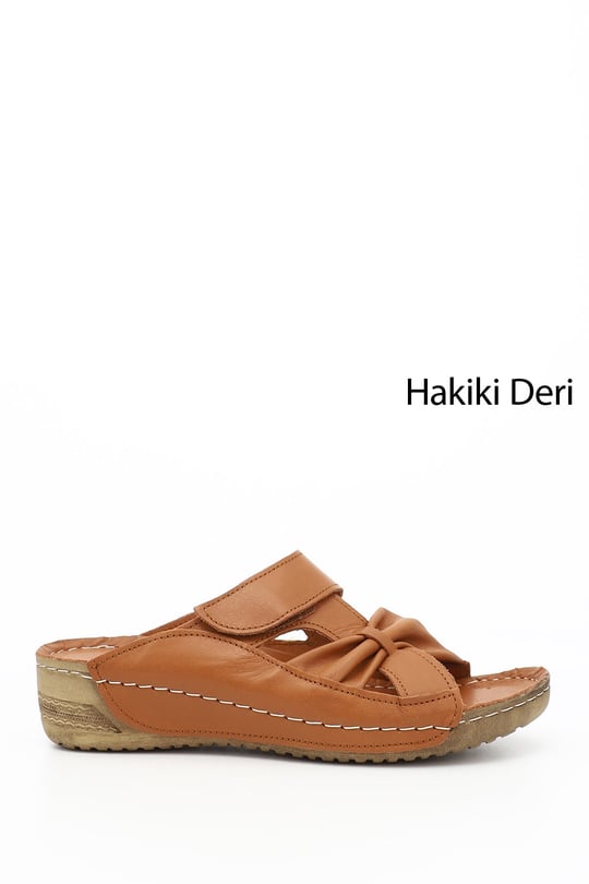 Kadın Taba Antik Cırtlı Dolgu Taban Hakiki Deri Terlik
