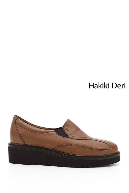 Women's Tan Antique Wedge Sole Genuine Leather Shoes