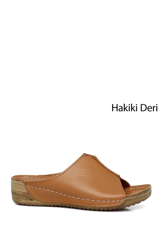 Kadın Taba Antik Dolgu Taban Hakiki Deri Terlik