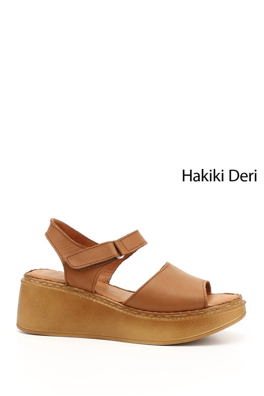 Kadın Taba Antik Dolgu Taban Hakiki Deri Sandalet