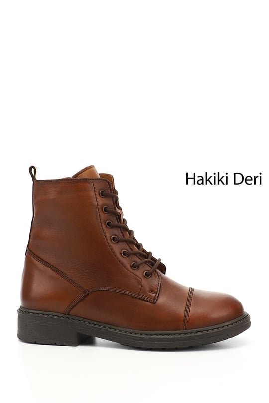 Women's Tan Antique Zipper Genuine Leather Combat Boots