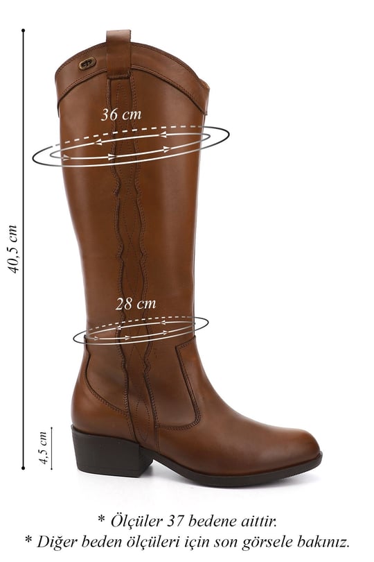 Women's Tan Antique Zipper Thick Heel Genuine Leather Cowboy Boots