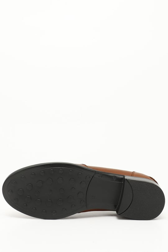 Kadın Taba Antik Hakiki Deri Loafer Ayakkabı